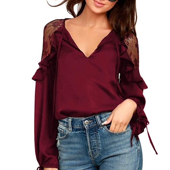 Beautiful women chiffon blouse long sleeve - Picture 6 of 6